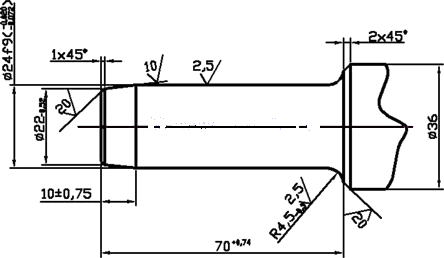 Хвостовик инструмента для молотков МОП-2, МОП-3, МОП-4.